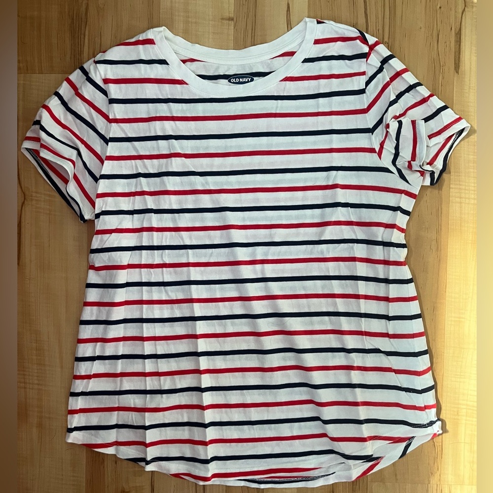 Old Navy Women's Striped T-Shirt - Red, White, and Blue